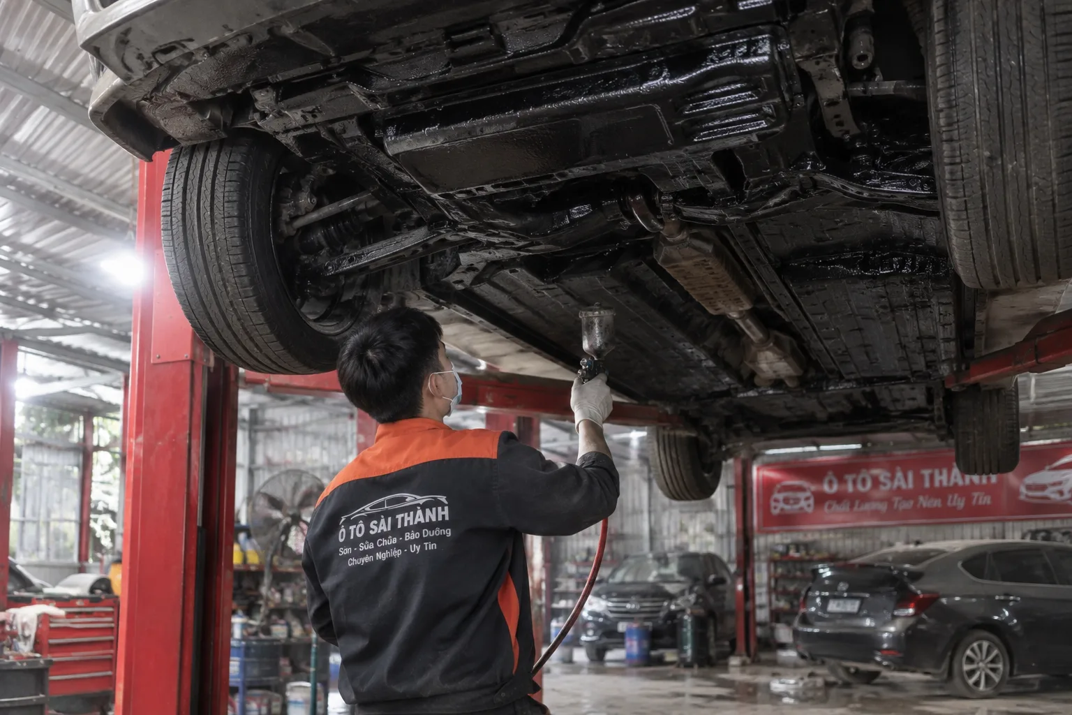 Dịch Vụ Sơn Phủ Gầm Ô Tô Tại GARAGE Ô TÔ SÀI THÀNH